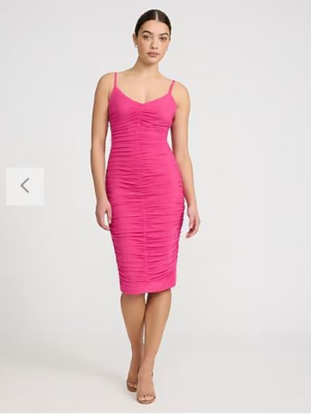 NWT Mesh Ruched V-neck Sleeveless Midi Sheath Dress - size XS